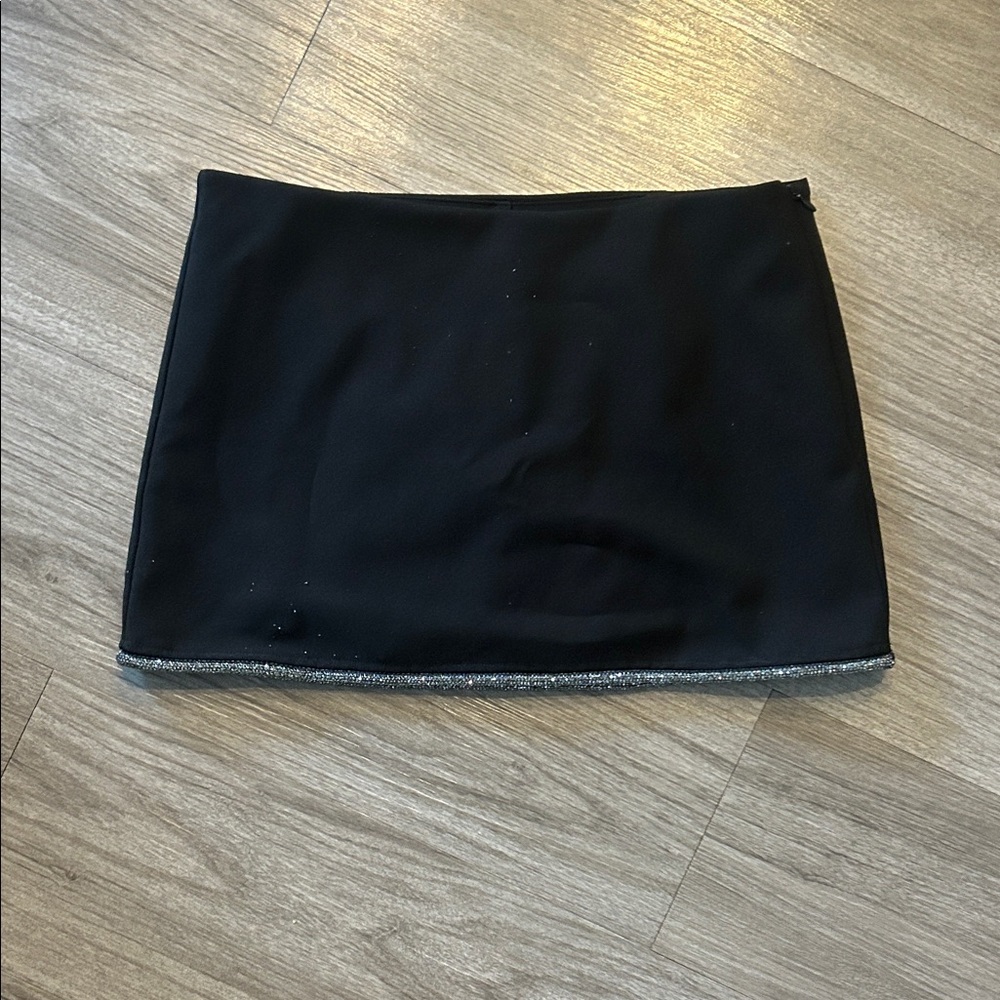Zara Black Mini Skirt with Silver Trim
